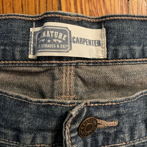 Signature Levi Strauss Carpenter Jeans Men’s 50x30 Blue Denim Utility Workwear - Picture 6 of 10